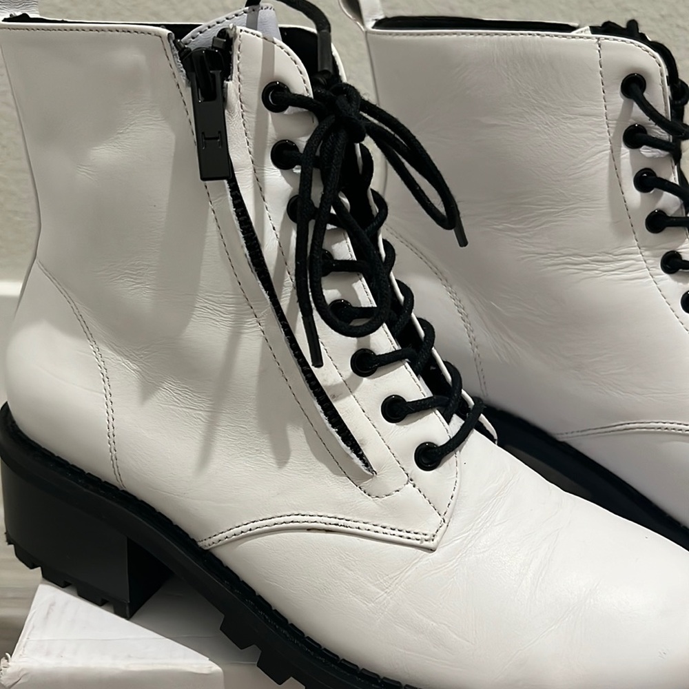 Halston Heritage White Lois Combat Boot - Picture 3 of 7